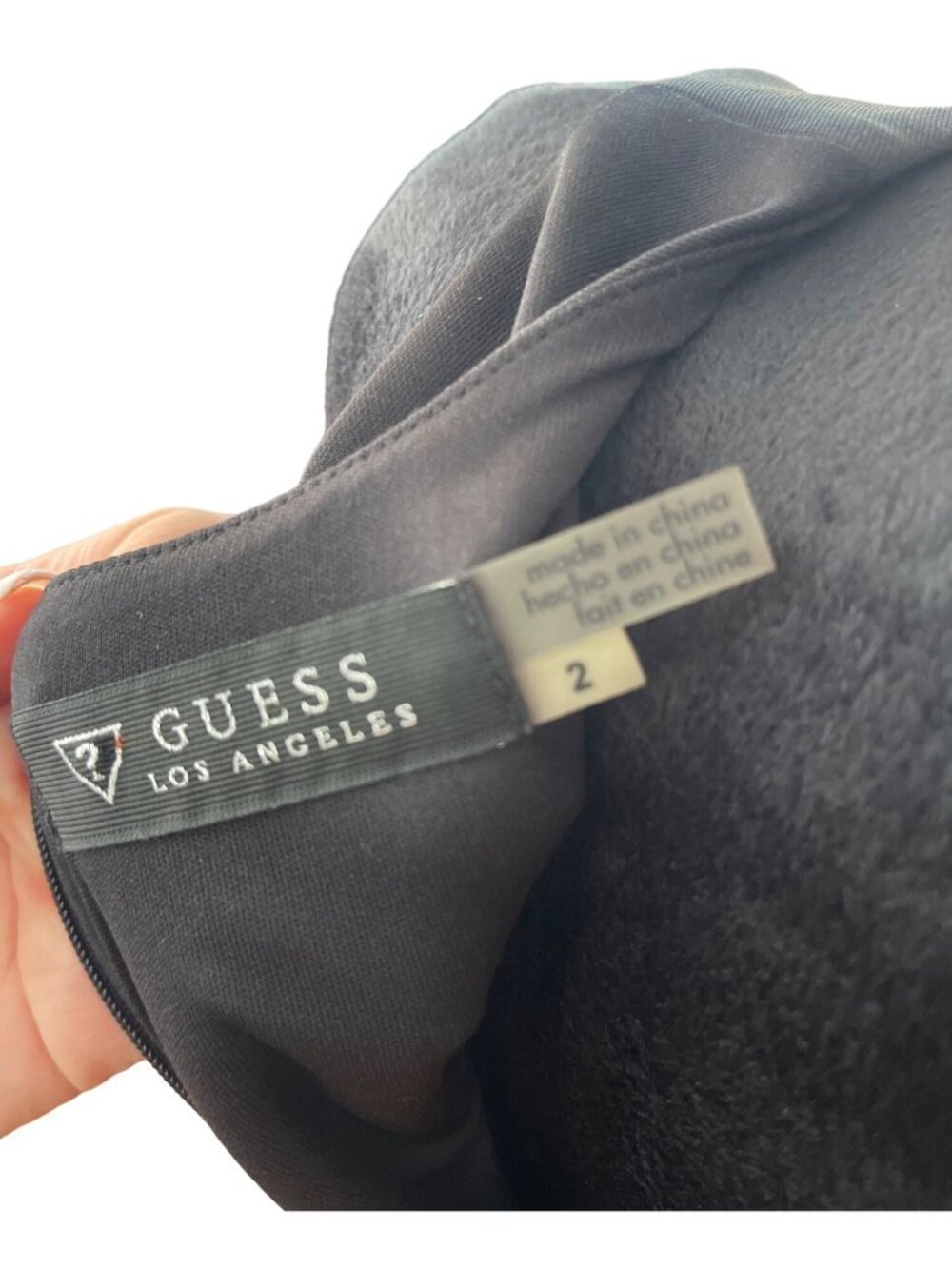 GUESS Black Faux Leather V-Neck Bodycon Dress Size 2 Stretch Mini Party Dress - Picture 12 of 12